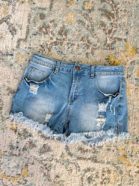 Light Blue Distressed Denim Shorts Size M like new